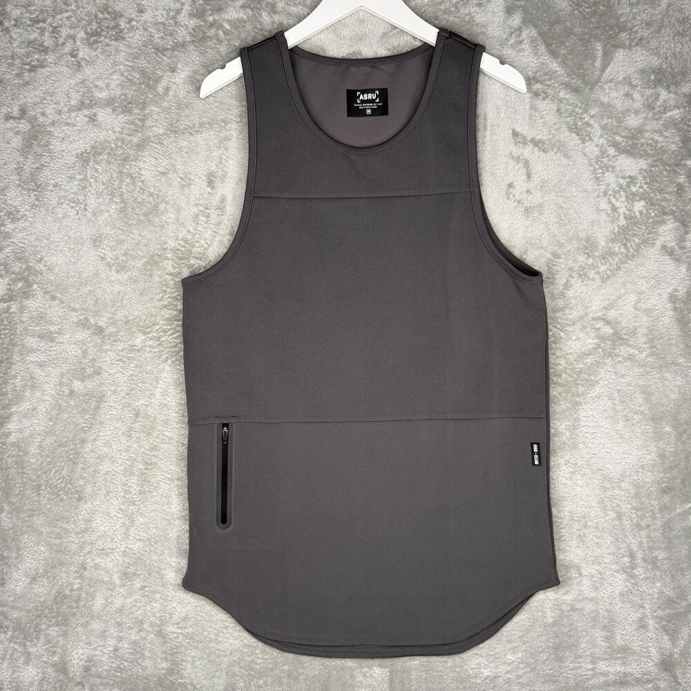 ASRV Tank Top Mens Medium Gray SilverPlus Mesh Utility Zip Pocket Gym DSG-0136